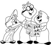 coloriage alvin et les chipmunks jouent de la musique